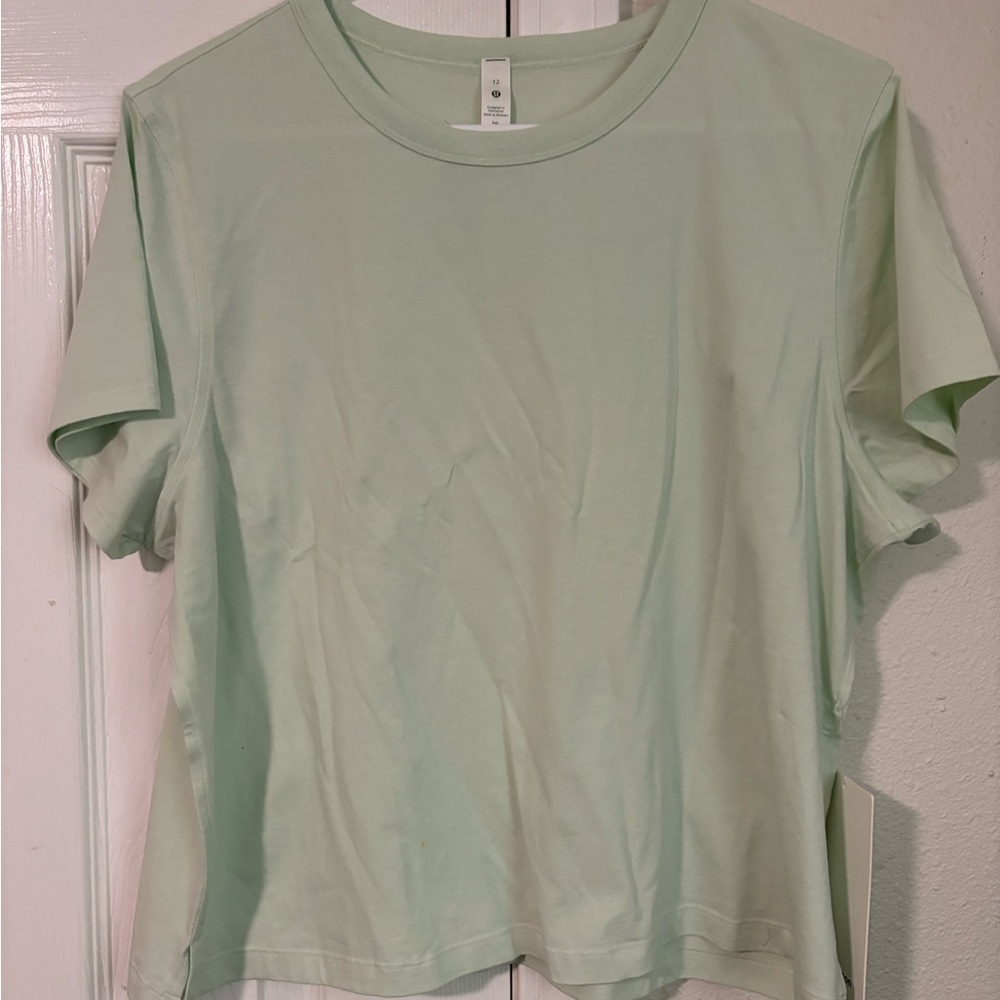Green Cuffed Sleeve Short Sleeve Boxy T-Shirt